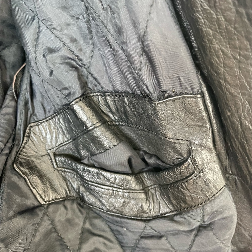 Vintage Black Leather Jacket UMR - Picture 6 of 7